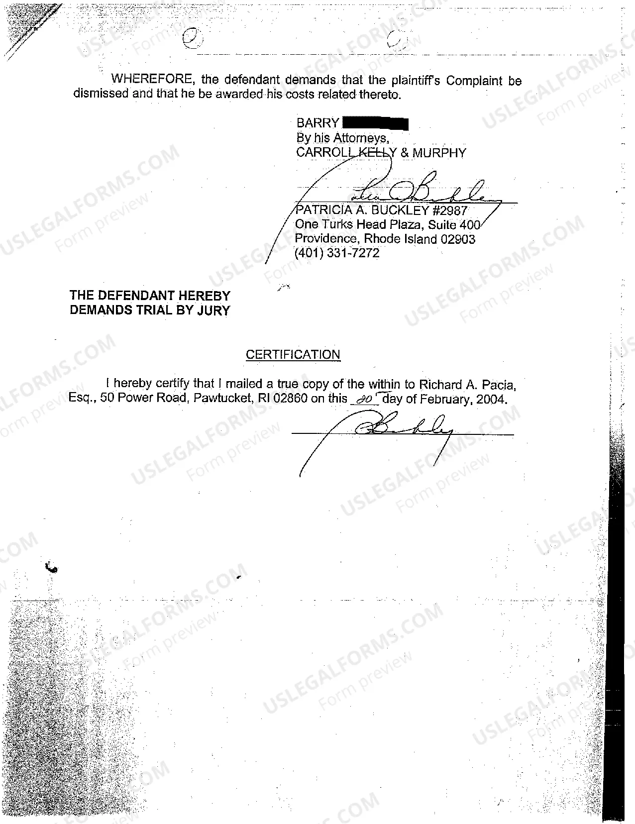 Preview A03 Defendant's Answer