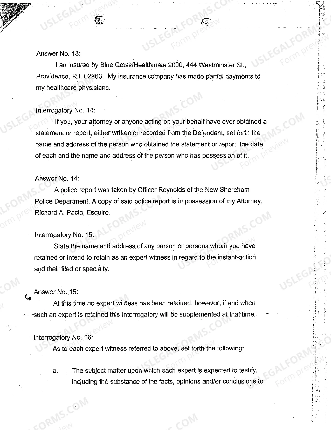 Preview A09 Plaintiff's Answer to Defendant's Interrogatories