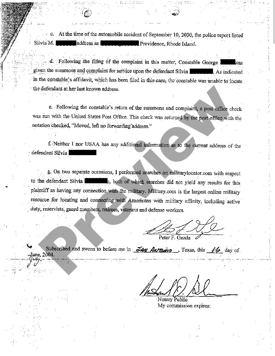 page 1 A17 Affidavit of Non-Military Service preview