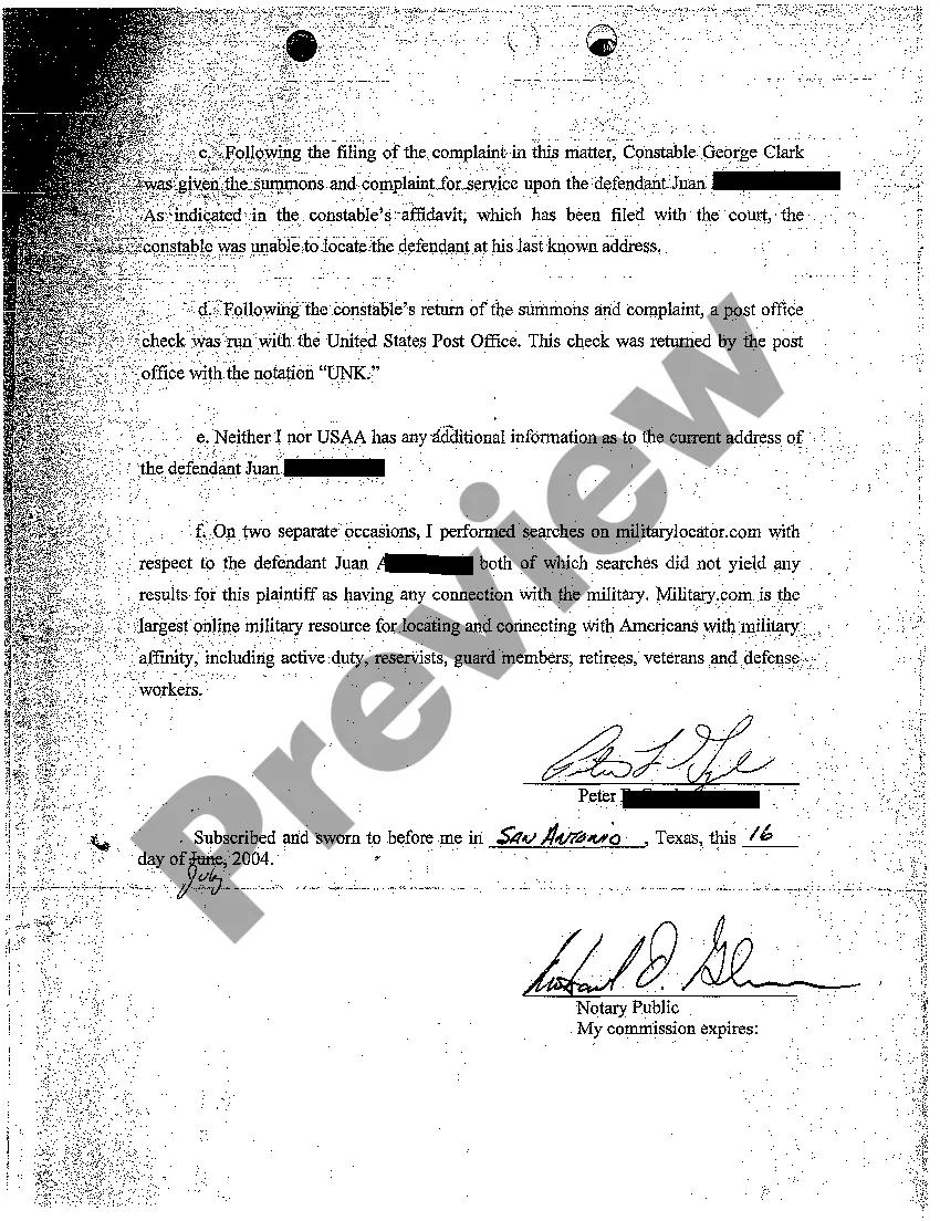 Preview A17 Affidavit of Non-Military Service