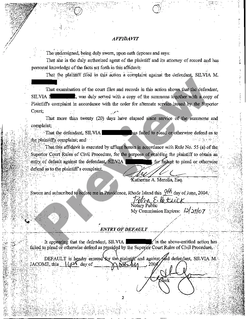 Preview A18 Application to Clerk for Entry of Default