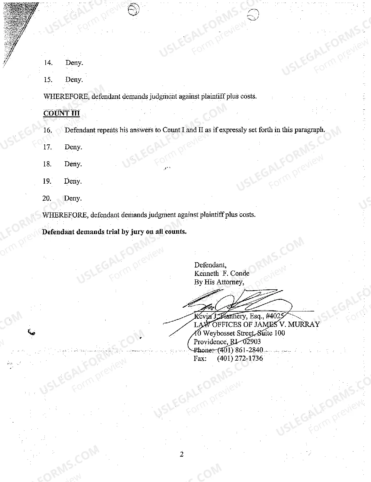 Preview A04 Answer of Defendant