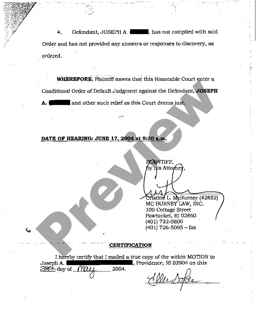 Get A11 Plaintiff's Motion for Conditional Order of Default Judgment Under Rule 37 Preview A11 Plaintiff's Motion for Conditional Order of Default Judgment Under Rule 37