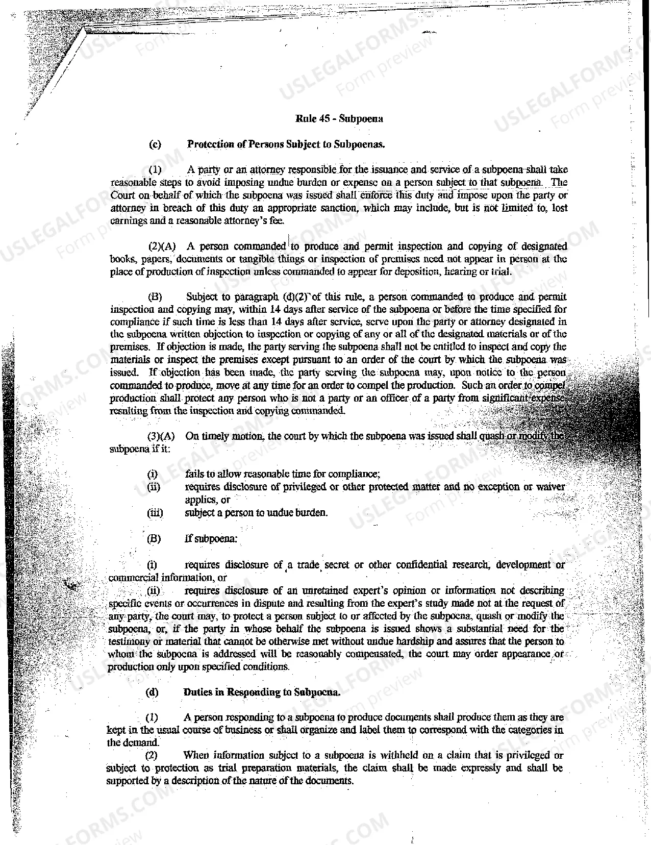 Preview A14 Deposition Subpoena Duces Tecum Keeper of Record of Mortgage Corporation