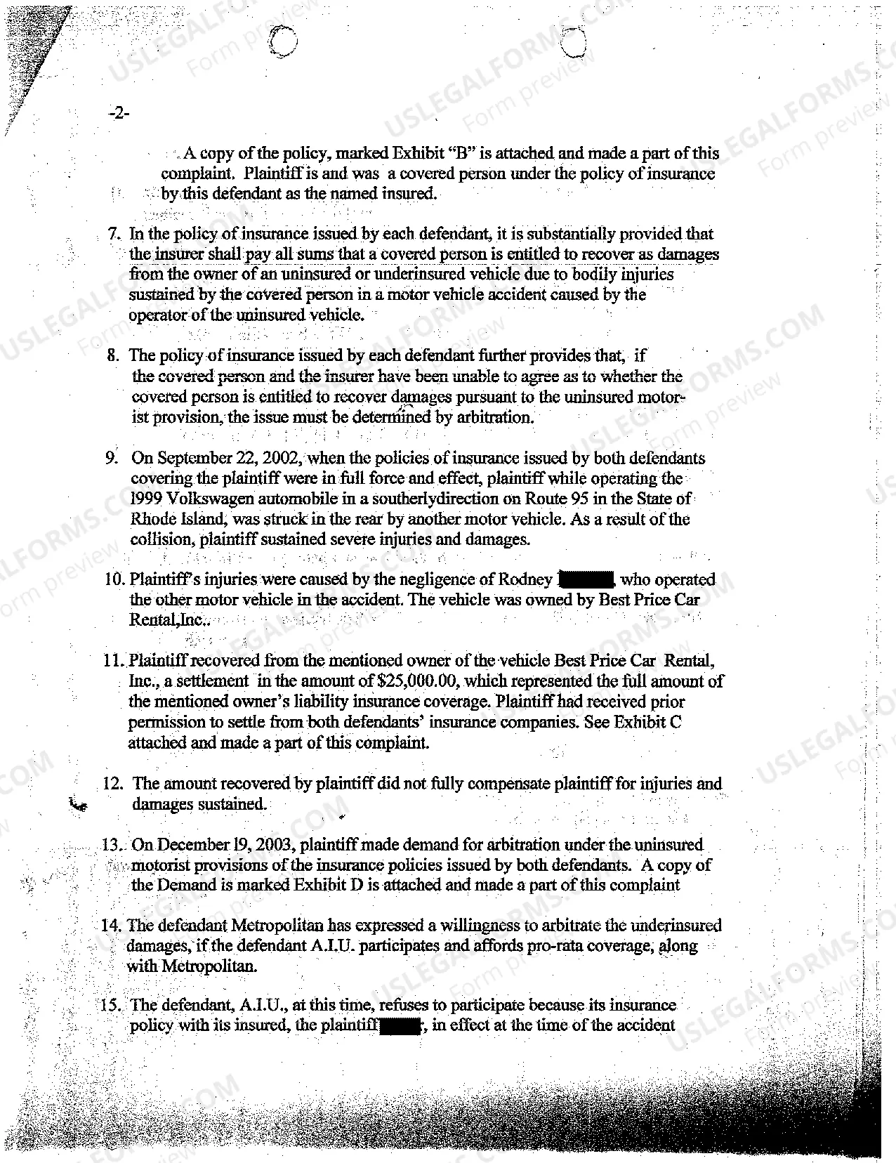 Preview A01 Complaint for Insurance Award