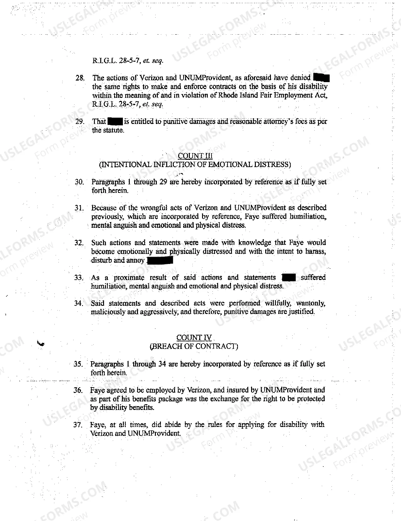 Preview A01 Verified Complaint for Wrongful Termination Due to Employee's Disability