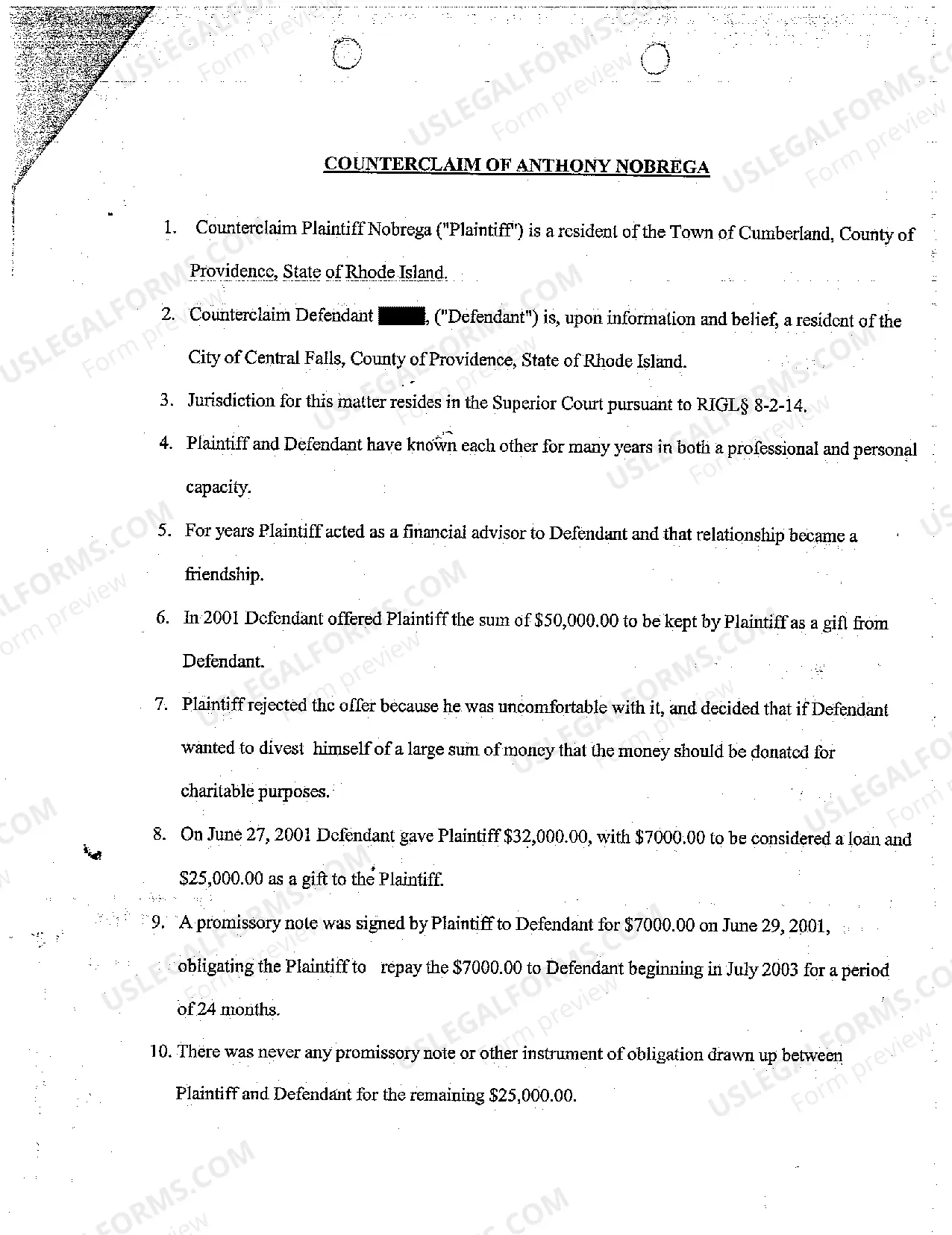 Preview A03 Answer of the Defendant