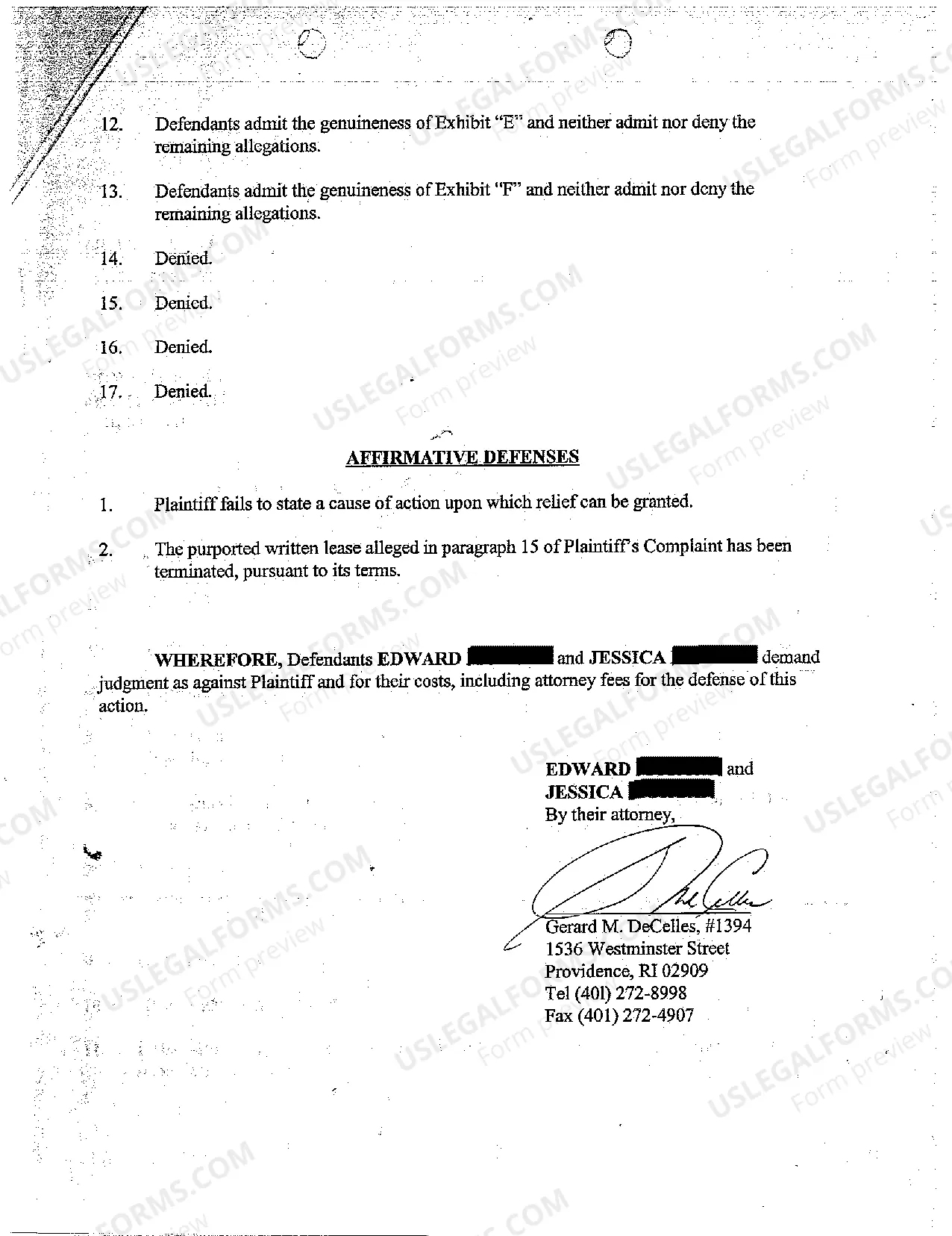 Preview A05 Defendants' Answer to Verified Complaint