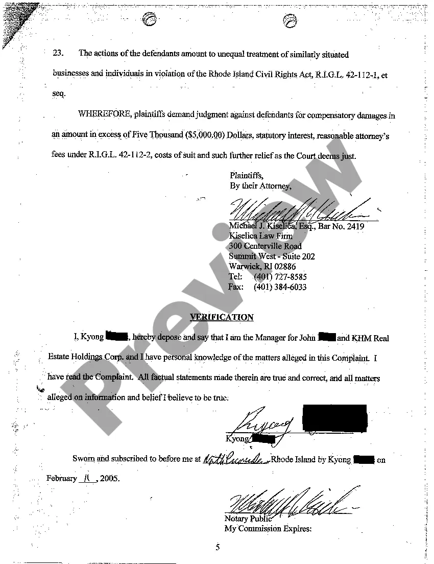 Preview A01 Complaint for Issuance of Certificate of Occupancy to Allow Plaintiffs' to Conduct Business