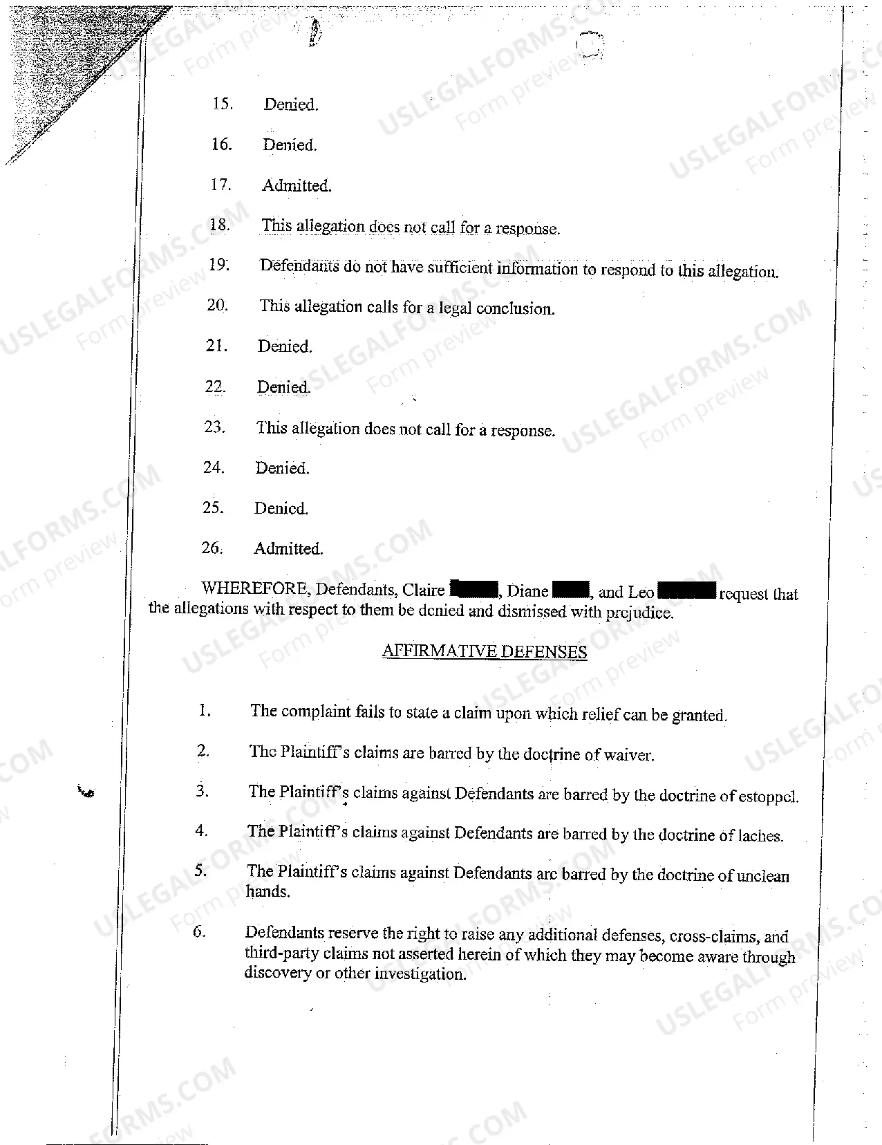 Preview A08 Answer of Defendants