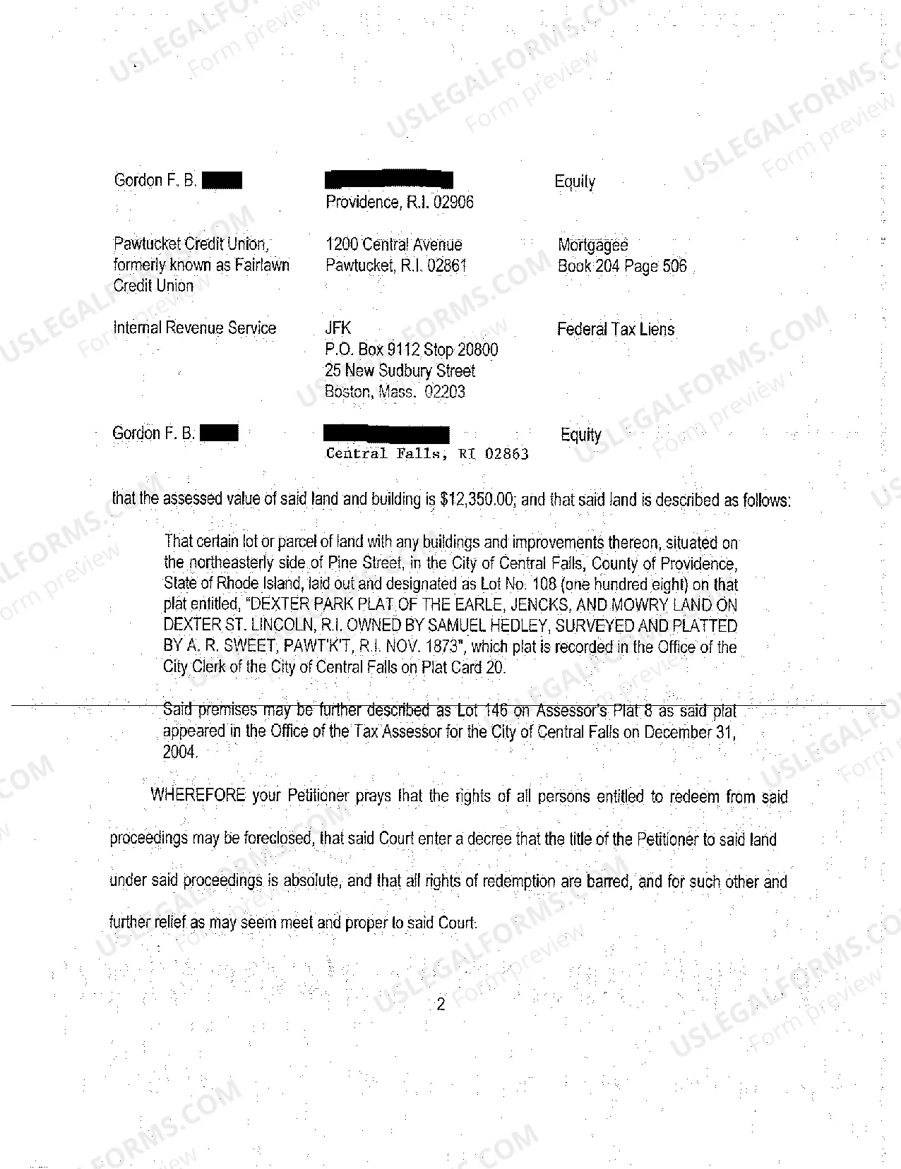 Preview A02 Petition to Foreclose Tax Lien