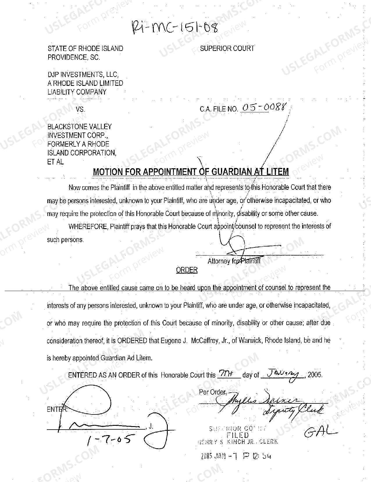 Rhode Island Motion for Appointment of Guardian at Litem US Legal Forms