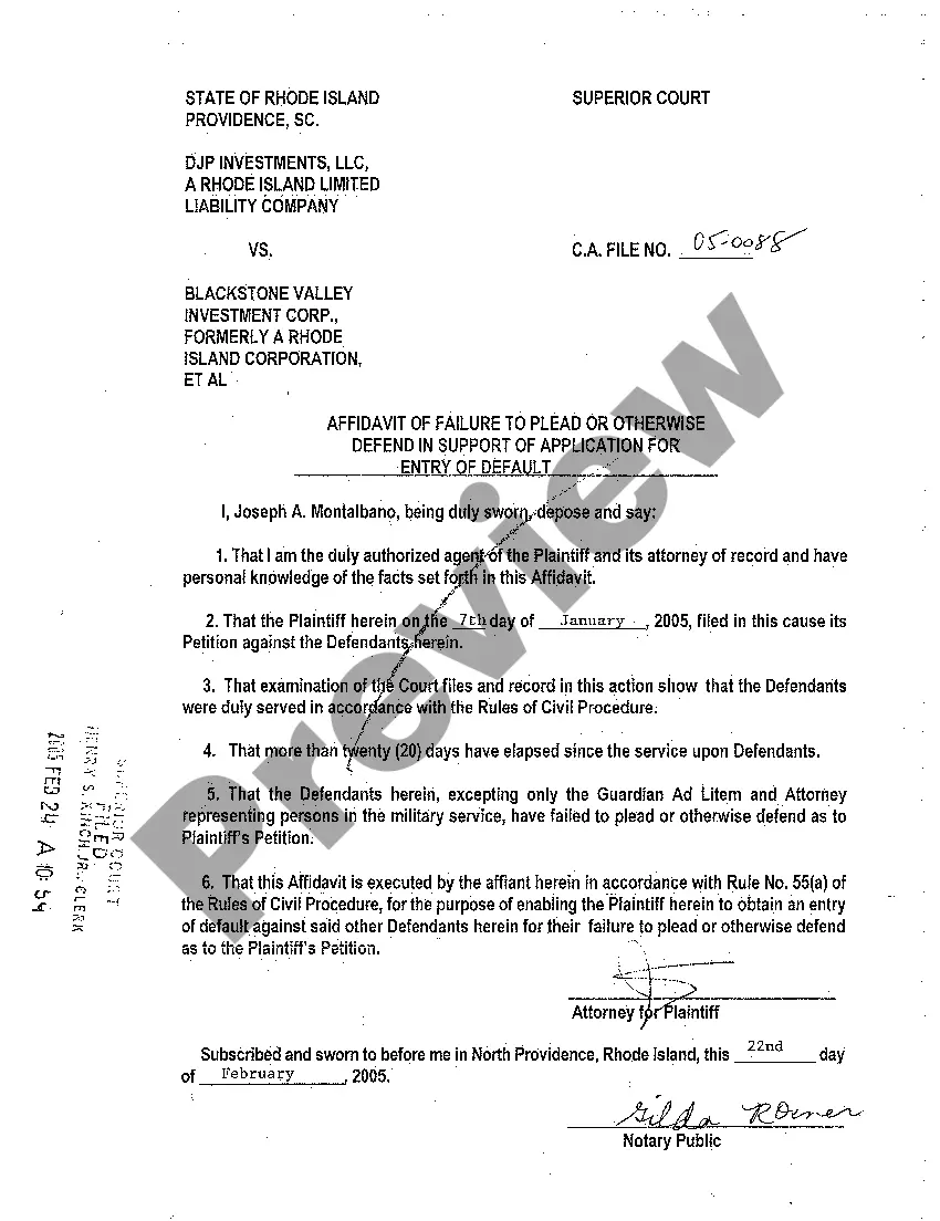 Get A11 Application to Clerk for Entry of Default Preview A11 Application to Clerk for Entry of Default