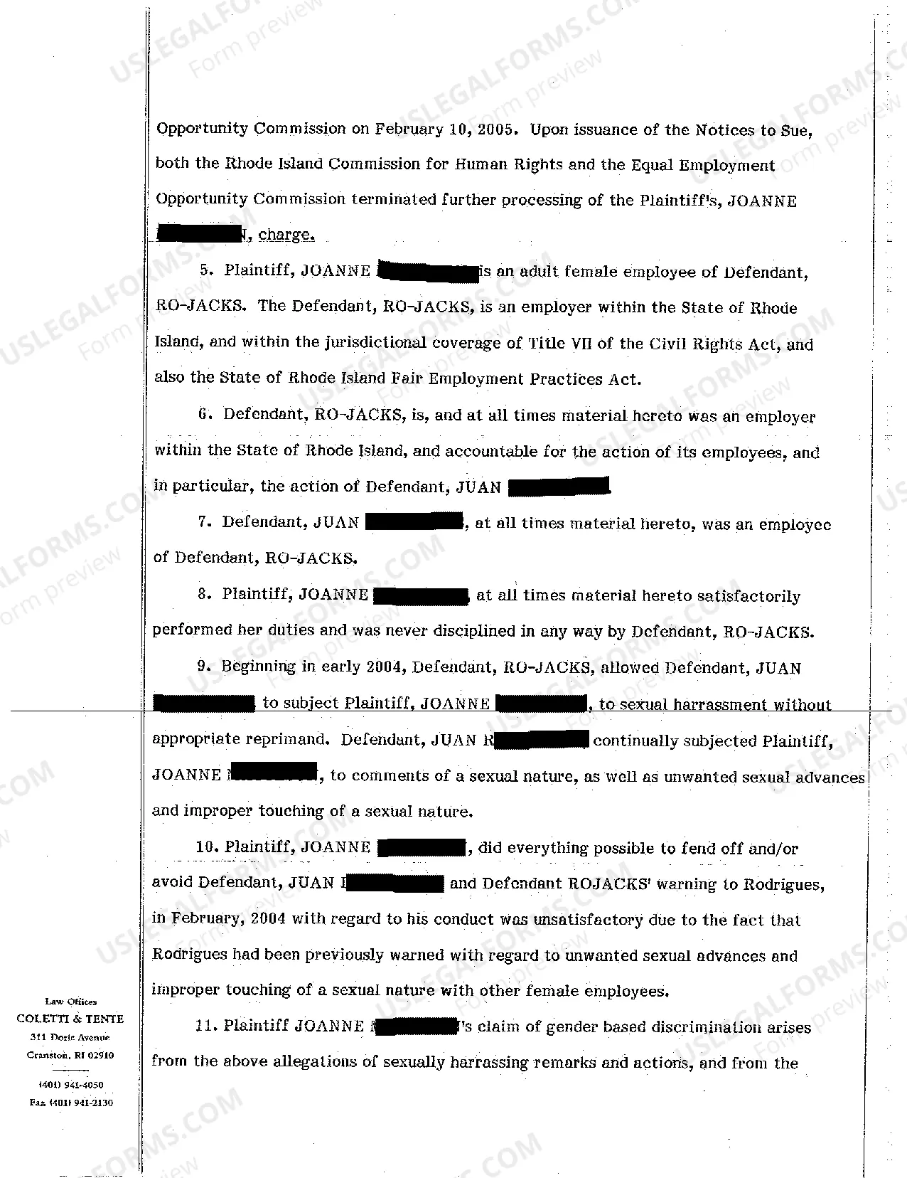 Preview A02 Complaint for Sexual Harassment
