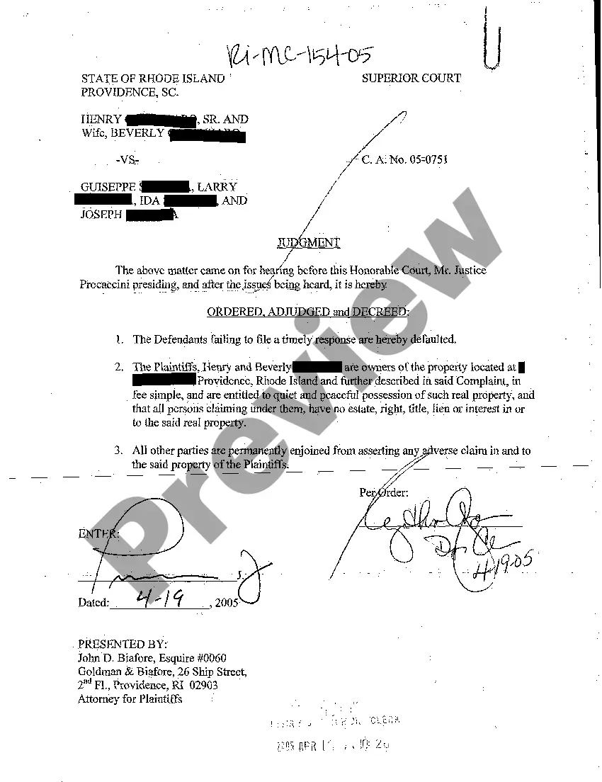 Preview A05 Judgment Quieting Title