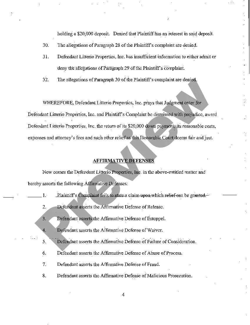 Get A04 Answer of Defendant Preview A04 Answer of Defendant