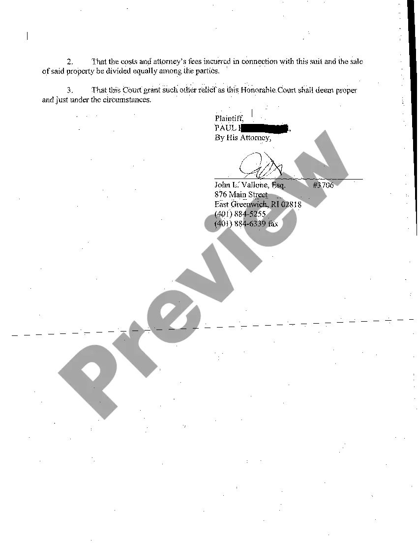 Preview A02 Complaint for Partition of Real Estate and Appointment of Commissioner for the Sale Thereof