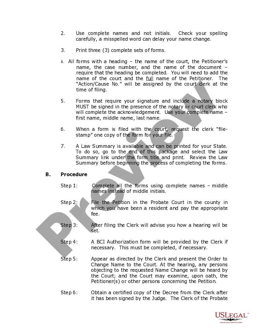 Preview Rhode Island Name Change Instructions and Forms Package for a Minor