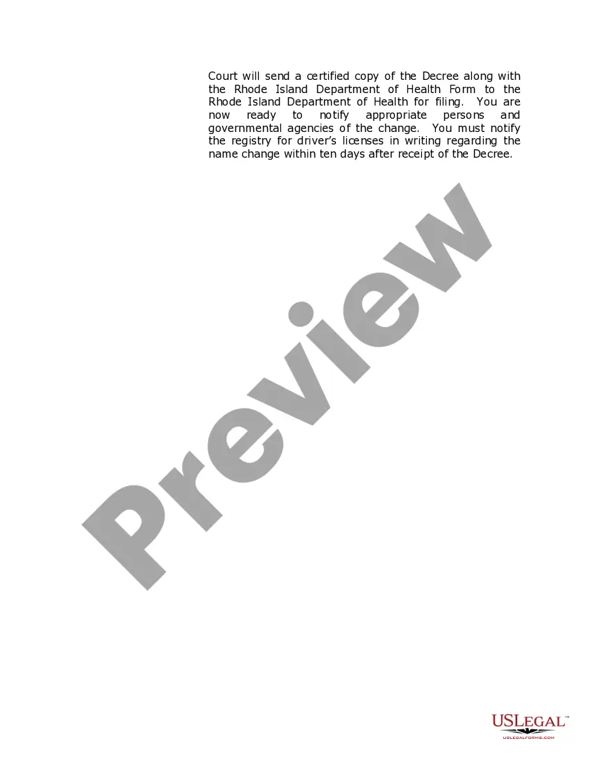 Preview Rhode Island Name Change Instructions and Forms Package for a Minor