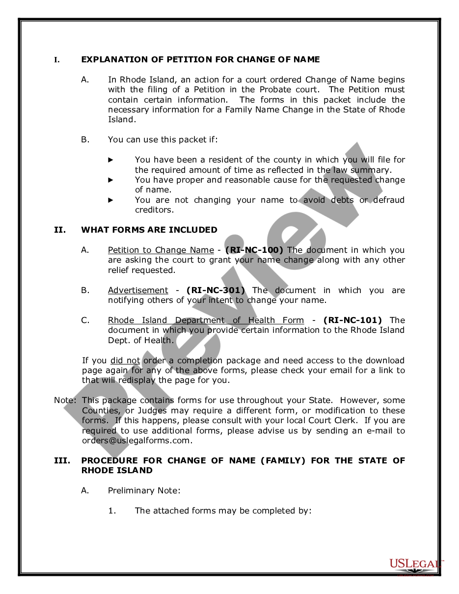 page 1 Name Change Instructions and Forms Package for a Family preview