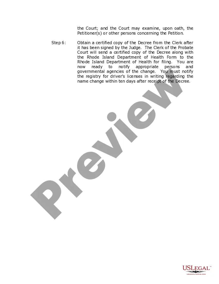 Preview Rhode Island Name Change Instructions and Forms Package for a Family