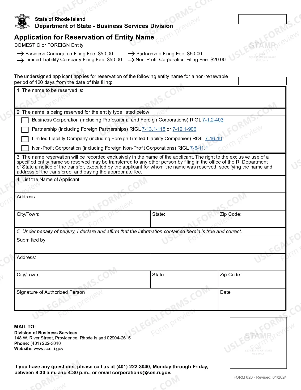 Preview Application of Name Reservation