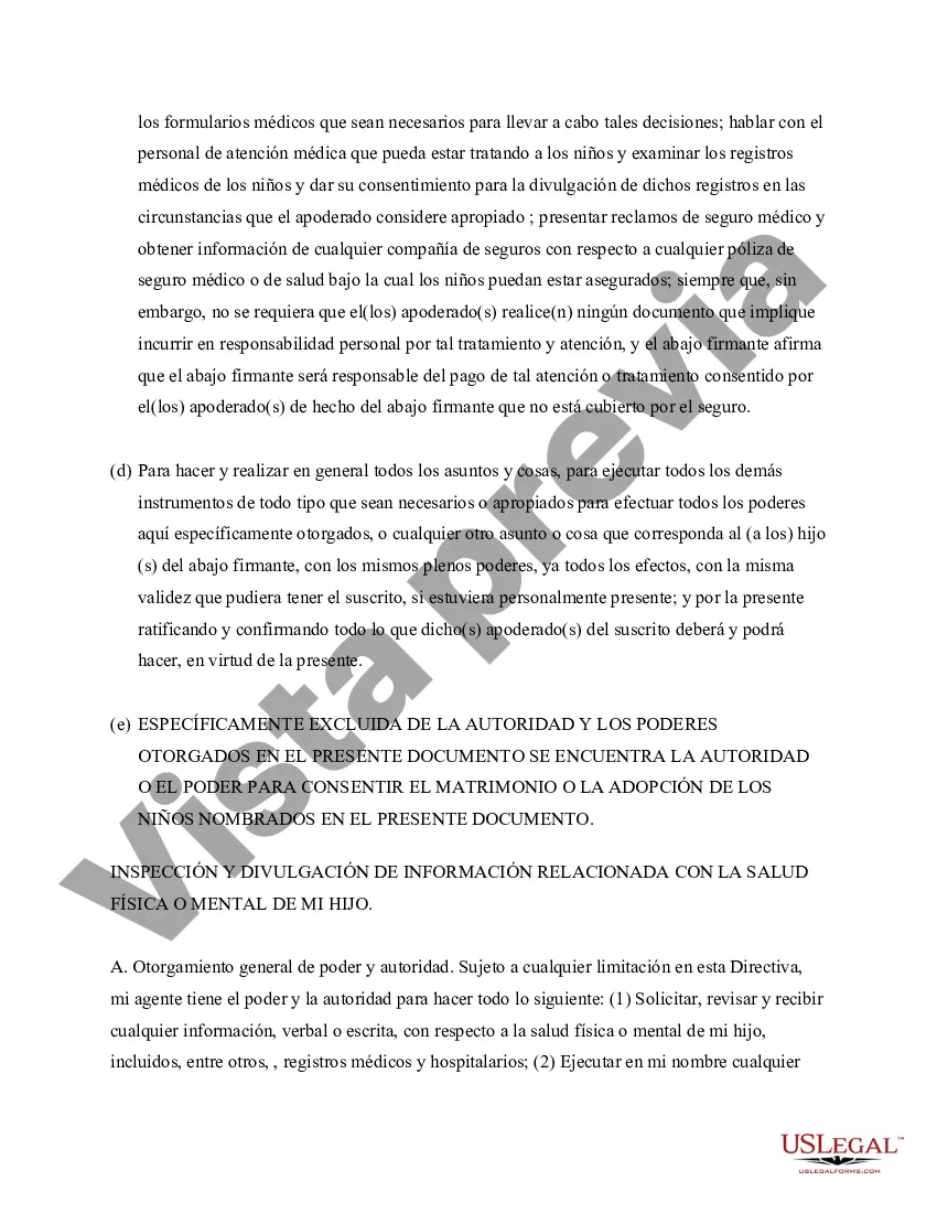 Preview Poder General para el Cuidado y Custodia del Hijo o Hijos