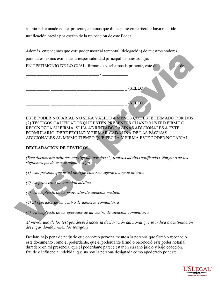 Preview Poder General para el Cuidado y Custodia del Hijo o Hijos