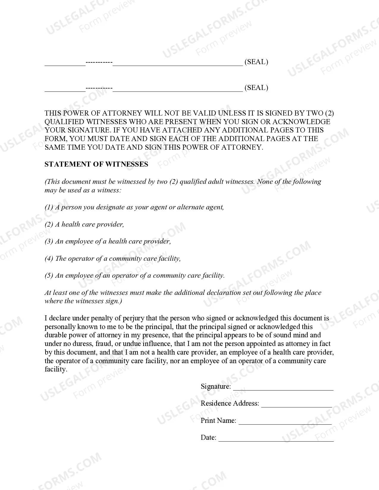 Preview General Power of Attorney for Care and Custody of Child or Children