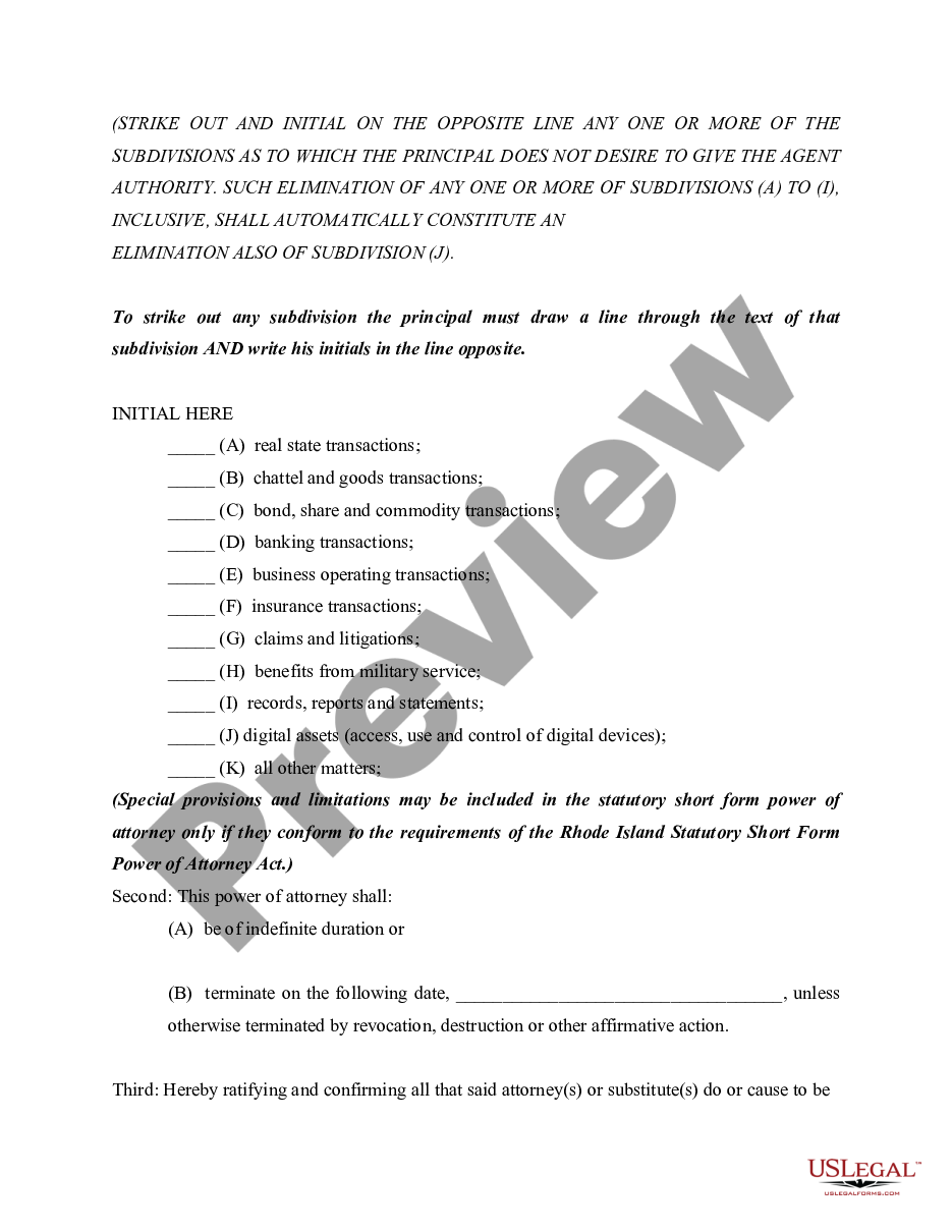 form Statutory Short Form Power of Attorney preview