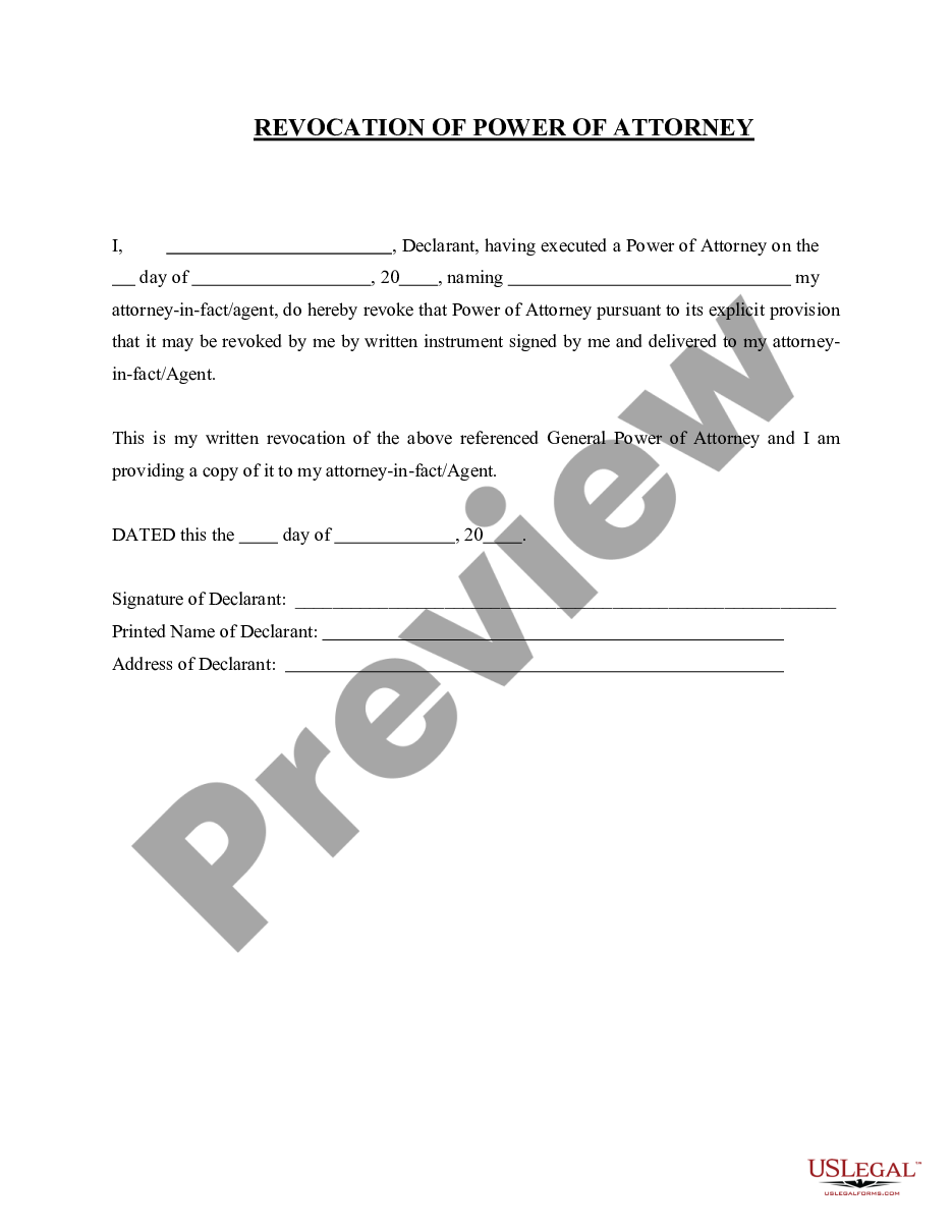 form Revocation of Power of Attorney preview