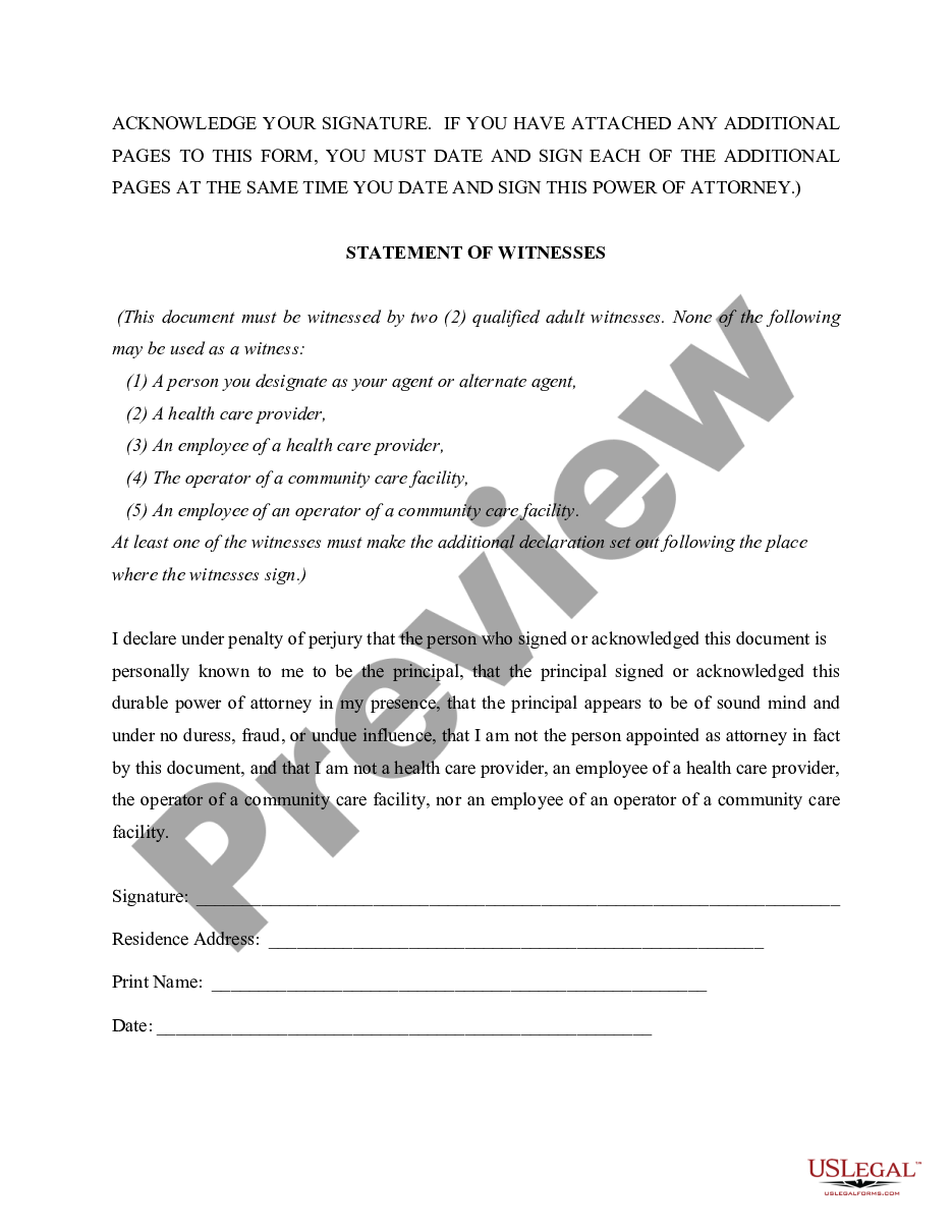 page 6 Statutory Durable Power of Attorney for Health Care preview
