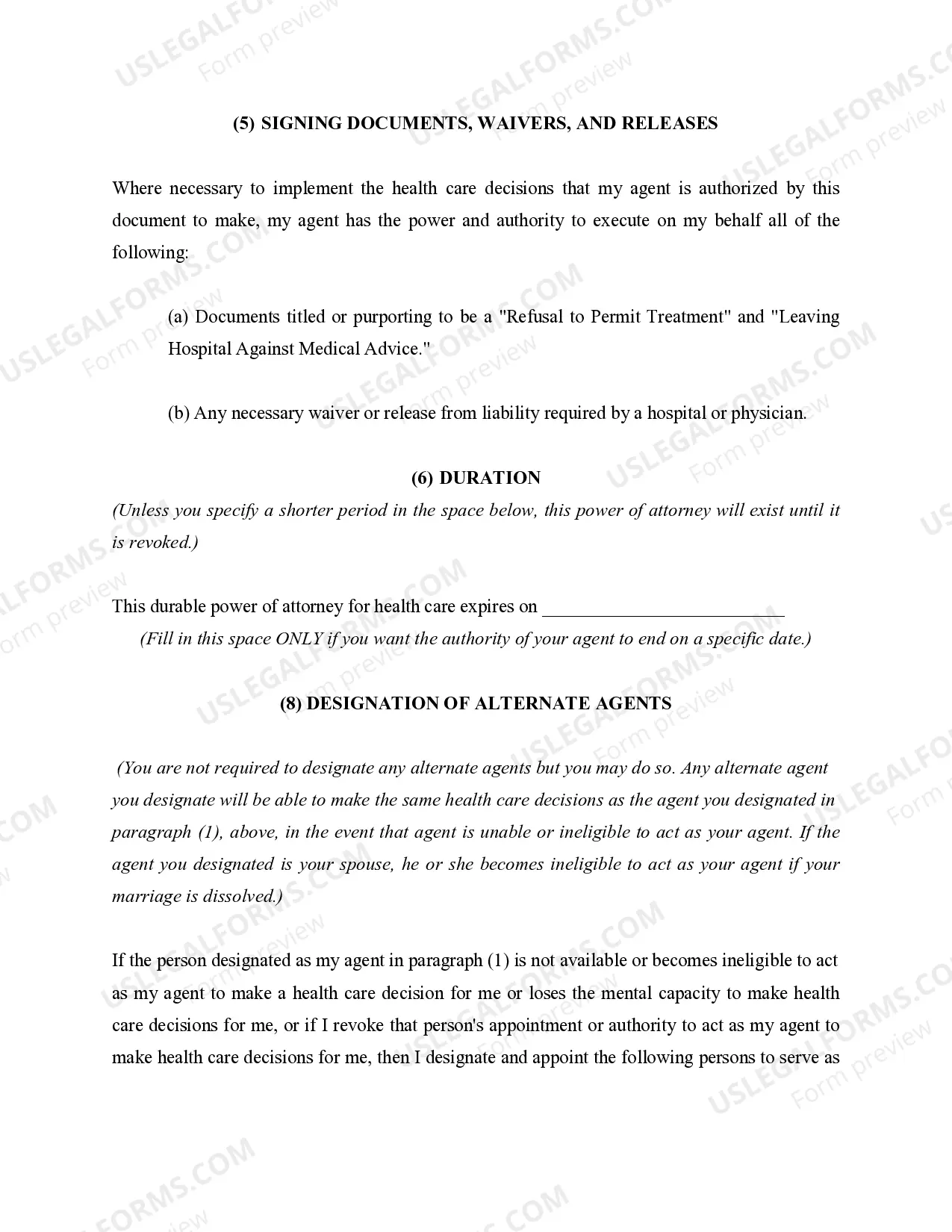 Preview Statutory Durable Power of Attorney for Health Care