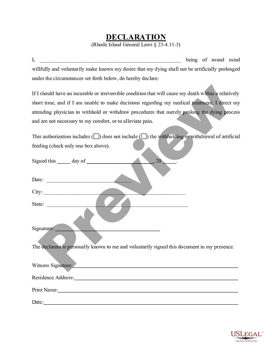 page 0 Statutory Equivalent of Living Will or Declaration preview