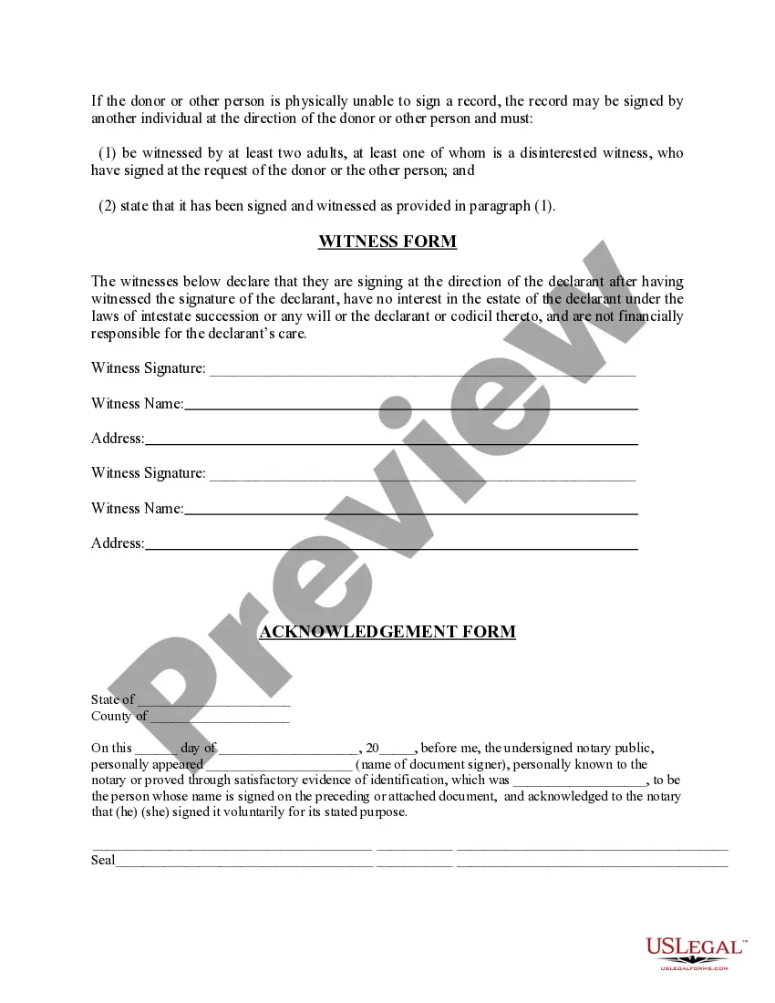 Preview Revised Uniform Anatomical Gift Act Donation