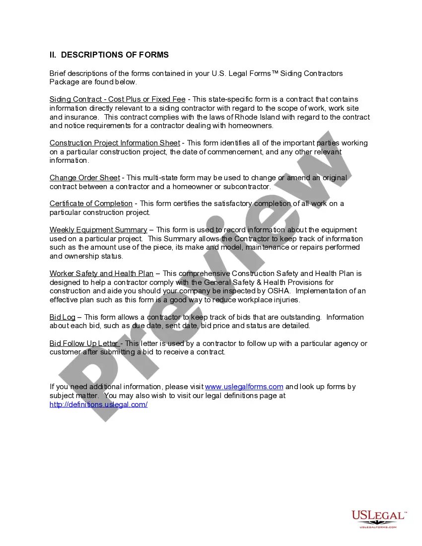 Get Rhode Island Siding Contractor Package Preview Rhode Island Siding Contractor Package