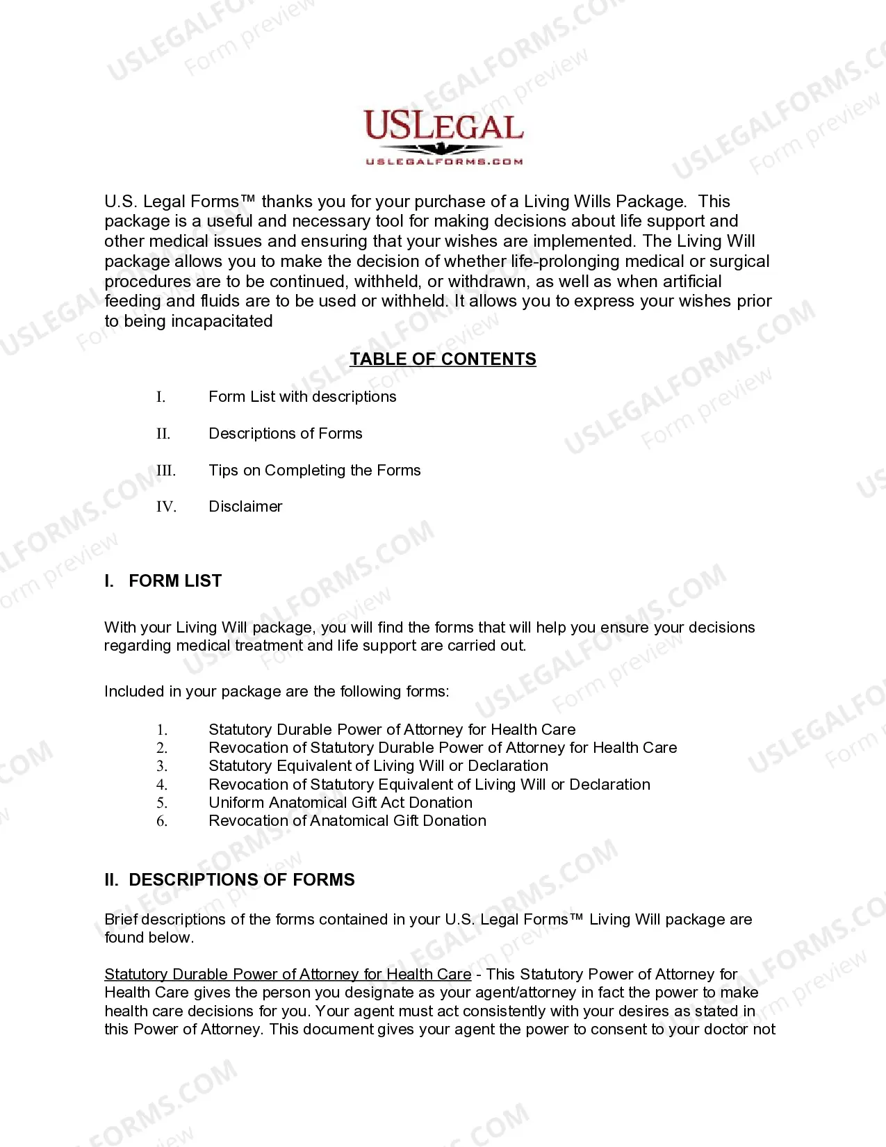 Preview Rhode Island Living Wills and Health Care Package