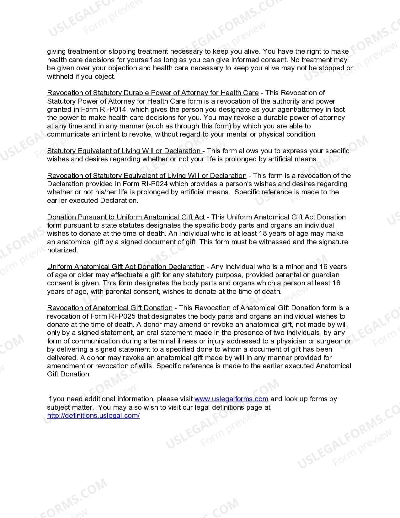 Preview Rhode Island Living Wills and Health Care Package