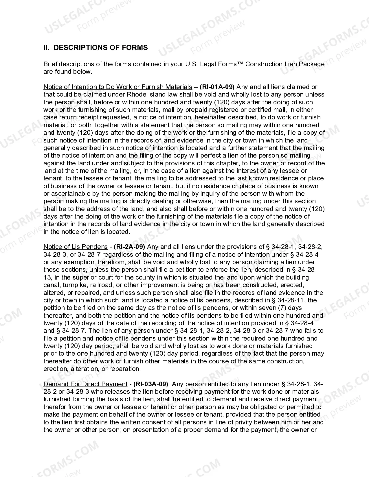 Preview Rhode Island Construction or Mechanics Lien Package - Corporationv or LLC