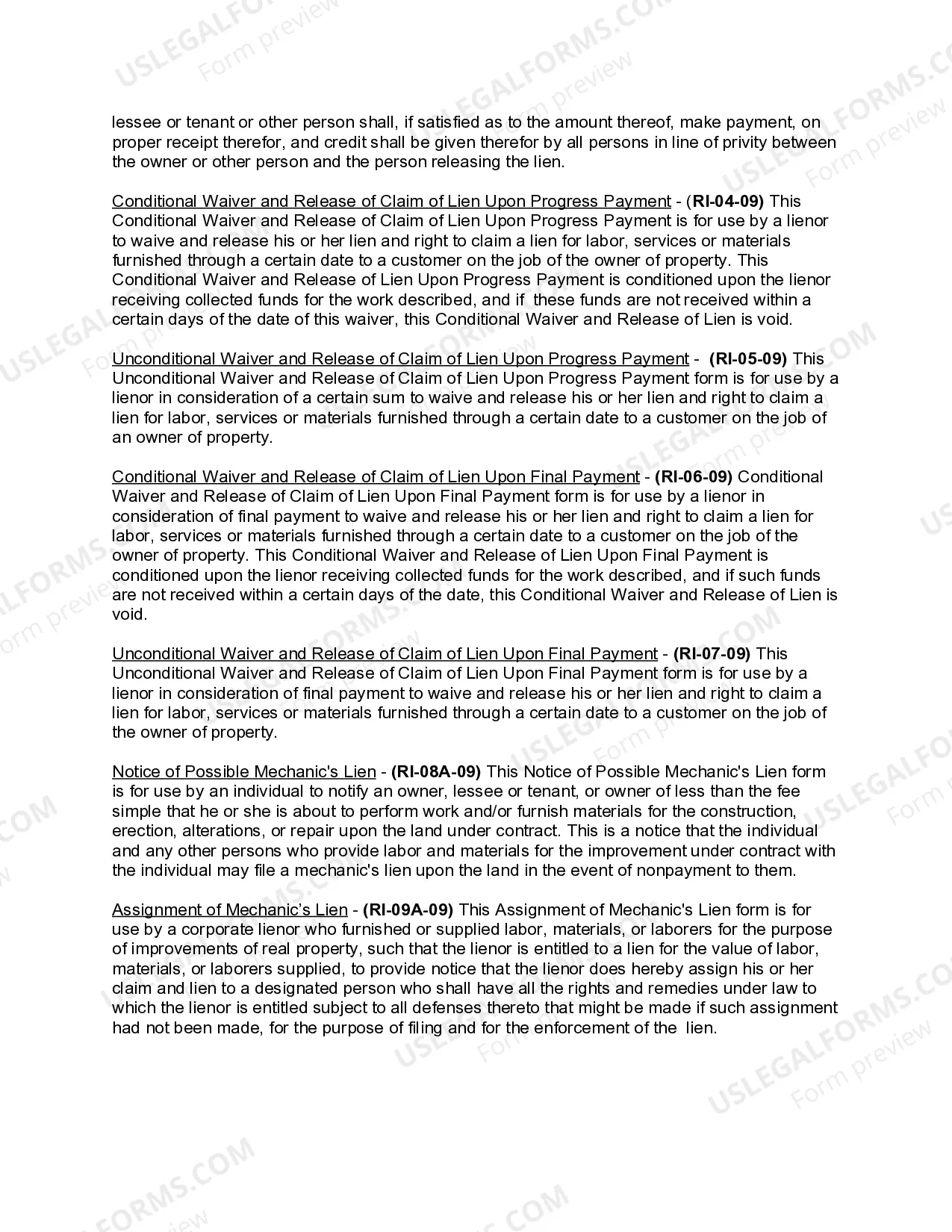 Preview Rhode Island Construction or Mechanics Lien Package - Corporationv or LLC