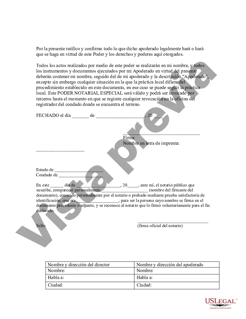 Preview Poder notarial especial o limitado para transacciones de compra de bienes raíces por parte del comprador