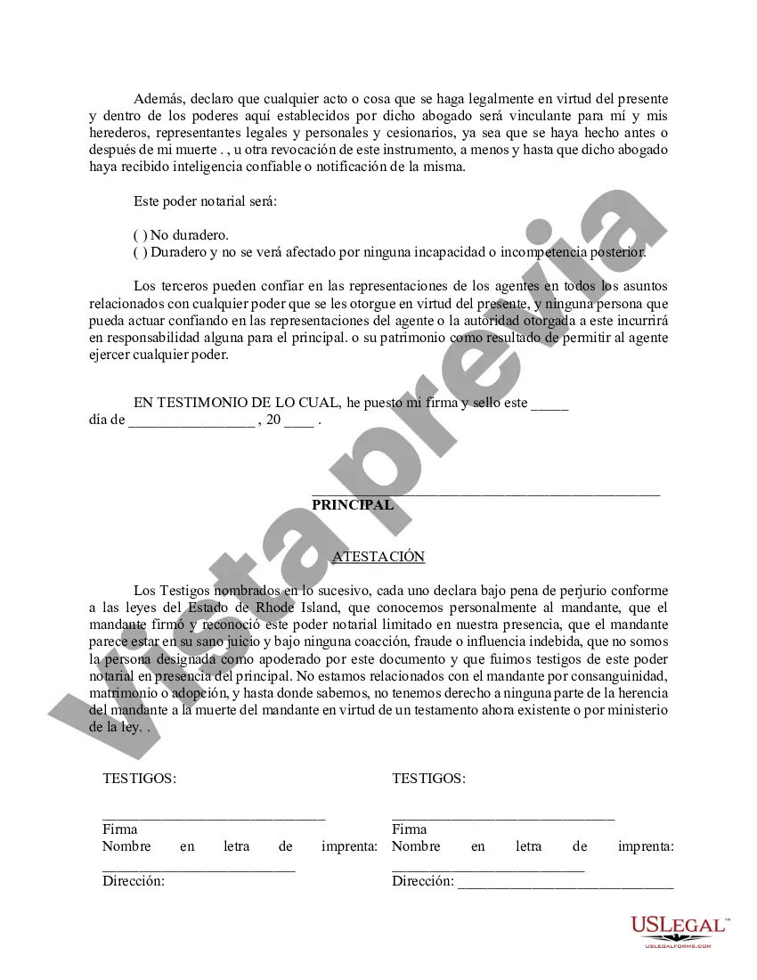 Preview Poder notarial limitado en el que se especifican poderes con ejemplos de poderes incluidos