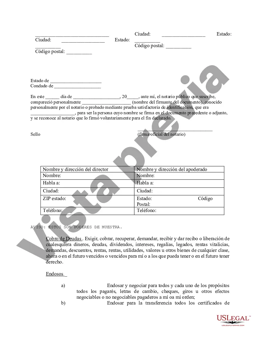 Preview Poder notarial limitado en el que se especifican poderes con ejemplos de poderes incluidos