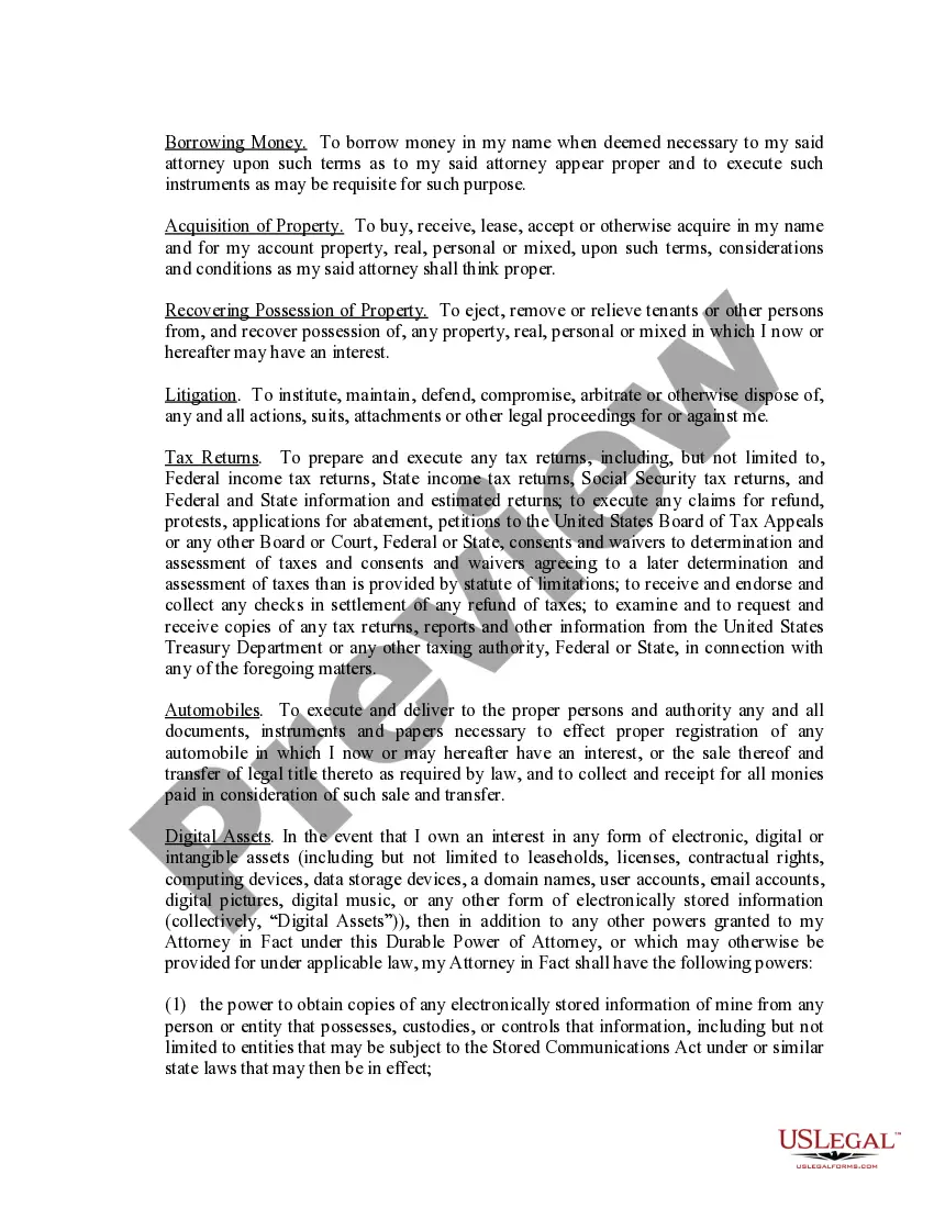 Preview Limited Power of Attorney where you Specify Powers with Sample Powers Included