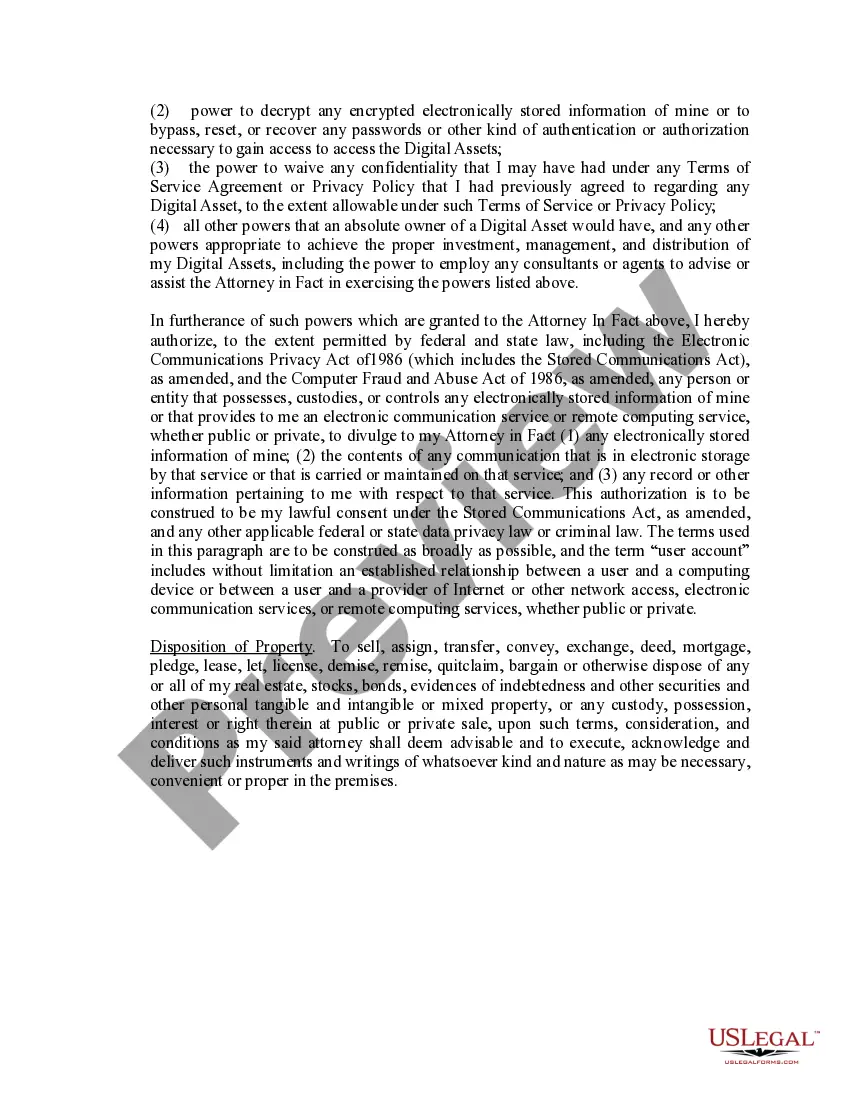 Preview Limited Power of Attorney where you Specify Powers with Sample Powers Included