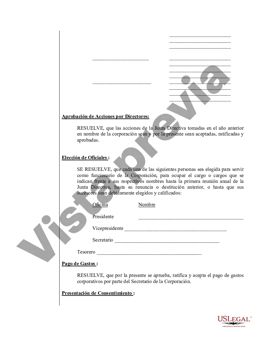 Preview Muestra de minutos anuales para una corporación de servicios profesionales de Rhode Island