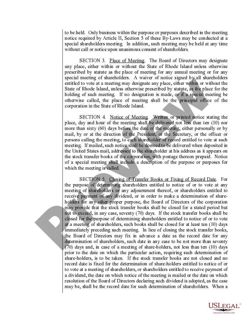 Get Sample Bylaws for a Rhode Island Professional Service Corporation Preview Sample Bylaws for a Rhode Island Professional Service Corporation