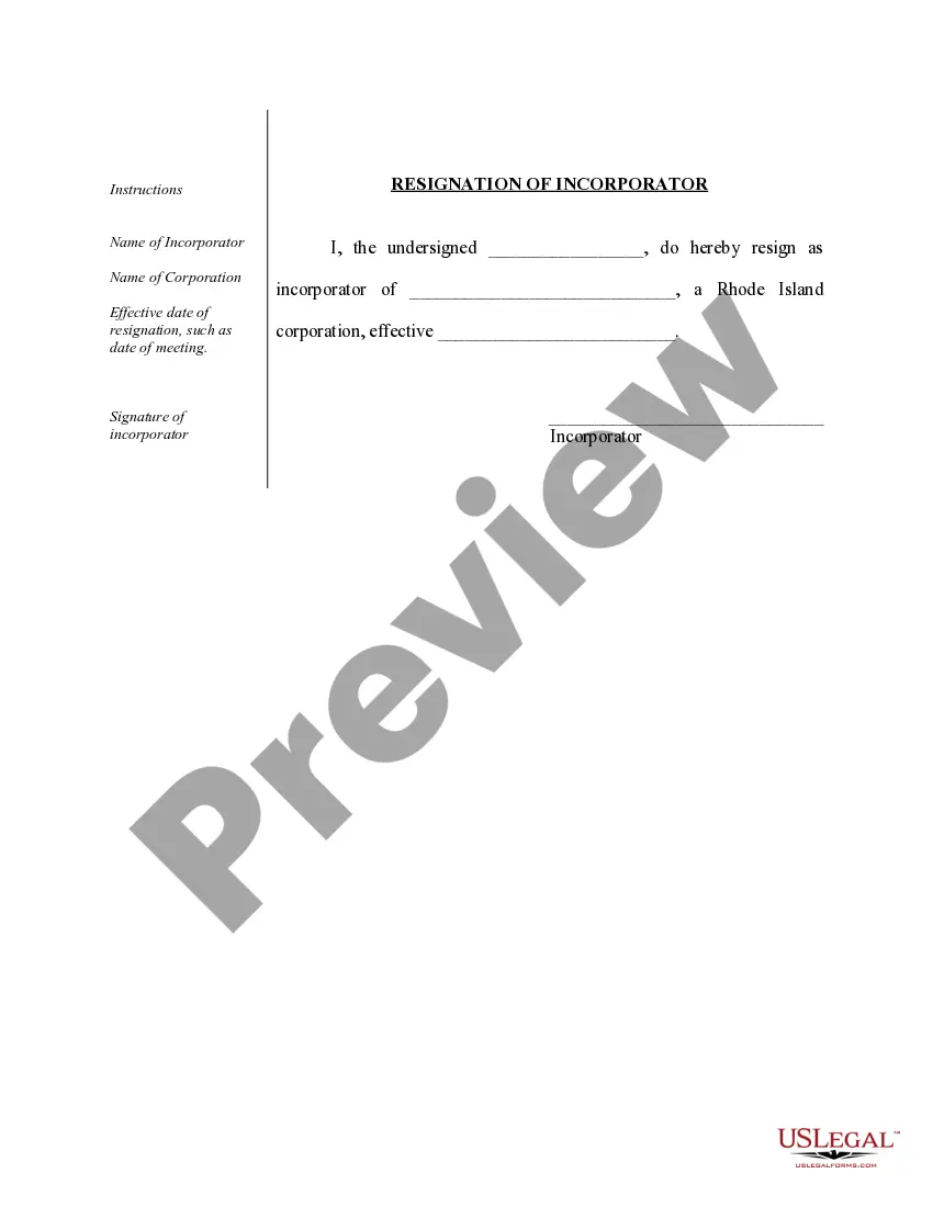 Preview Sample Organizational Minutes for a Rhode Island Professional Service Corporation
