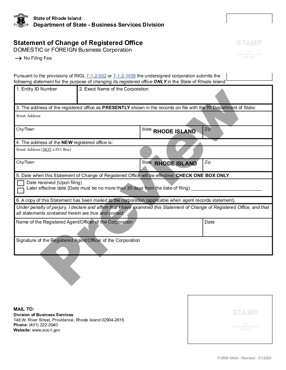 page 4 Rhode Island Change of Registered Agent preview