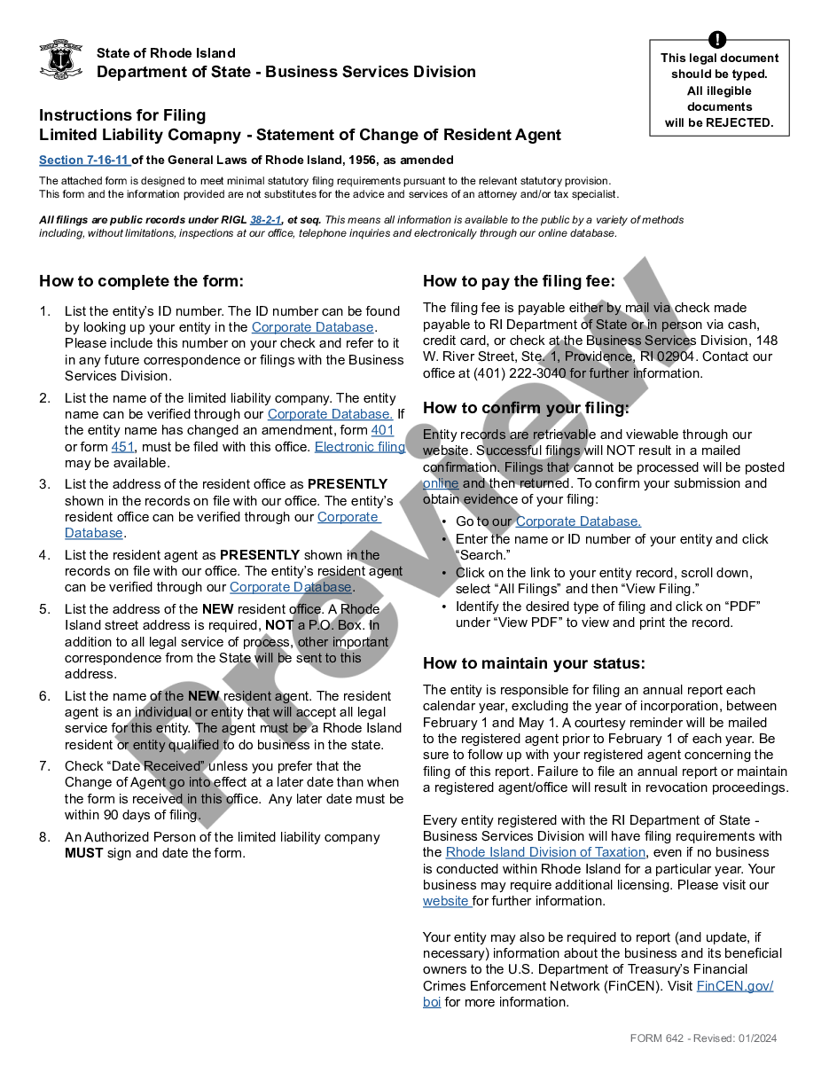 page 6 Rhode Island Change of Registered Agent preview